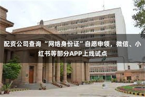 配资公司查询 “网络身份证”自愿申领，微信、小红书等部分APP上线试点